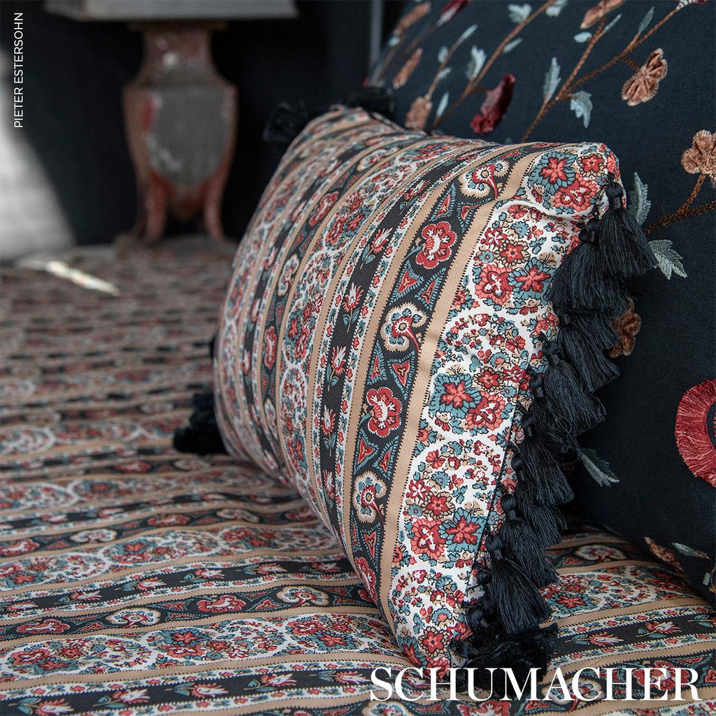 Schumacher Ines Paisley Rouge & Noir 18" x 12" Pillow