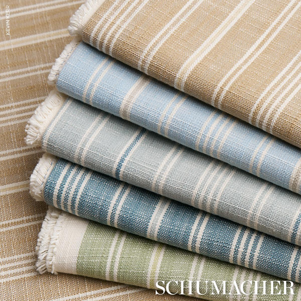 Schumacher Lucy Stripe Leaf Green Fabric