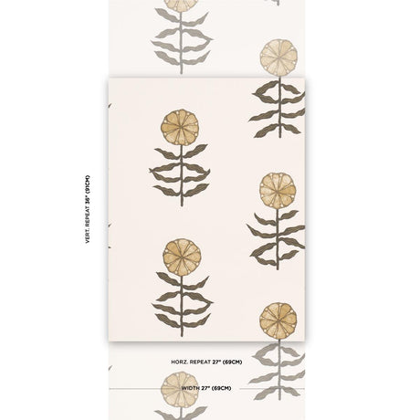 Schumacher Pretty Petals Neutral Wallpaper