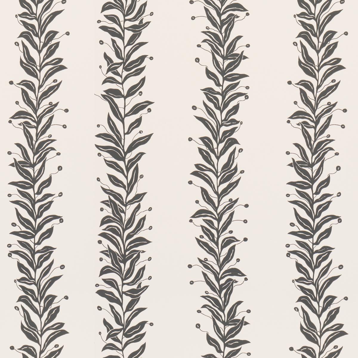 Schumacher Tendril Stripe Black & Cream Wallpaper