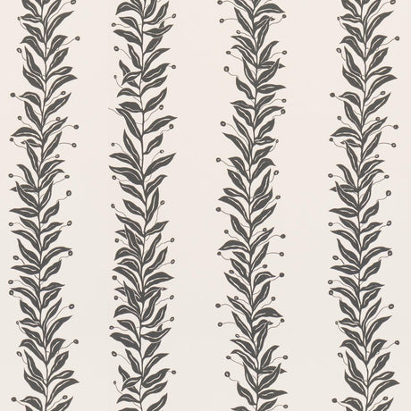 Schumacher Tendril Stripe Black & Cream Wallpaper