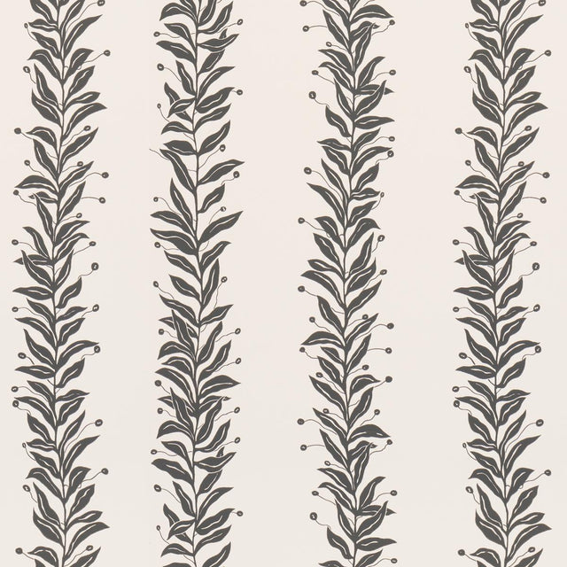 Schumacher Tendril Stripe Black & Cream Wallpaper