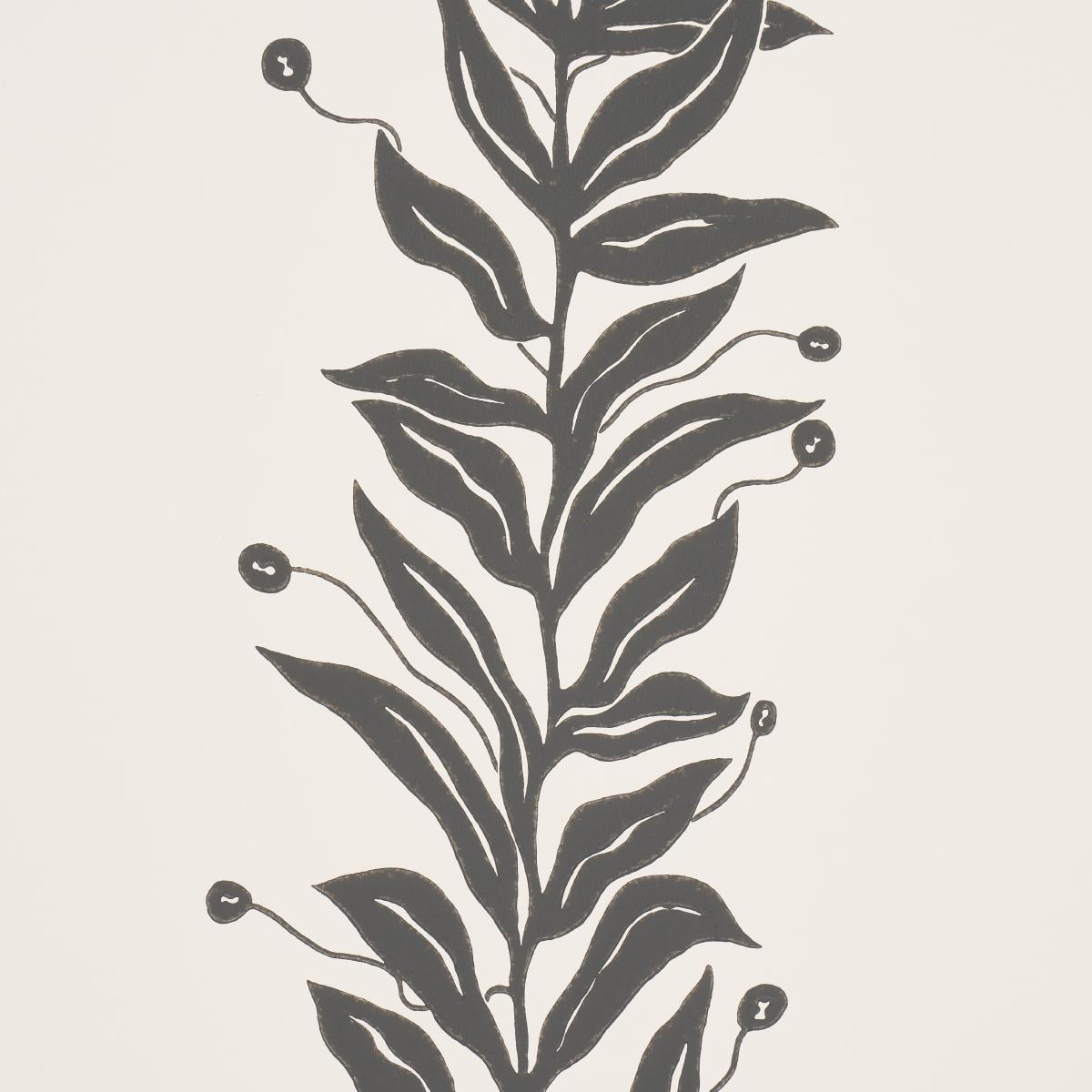 Schumacher Tendril Stripe Black & Cream Wallpaper