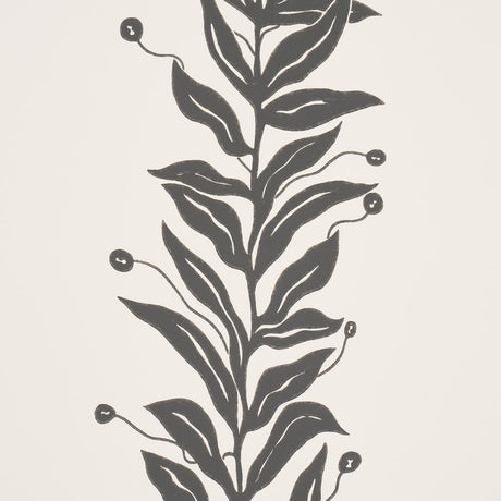 Schumacher Tendril Stripe Black & Cream Wallpaper