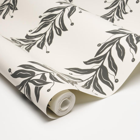 Schumacher Tendril Stripe Black & Cream Wallpaper