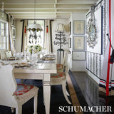 Schumacher Tendril Stripe Black & Cream Wallpaper