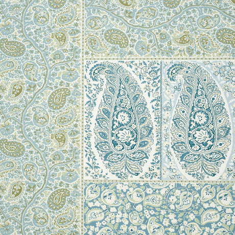 Schumacher Colmery Paisley Panel Set Peacock Wallpaper