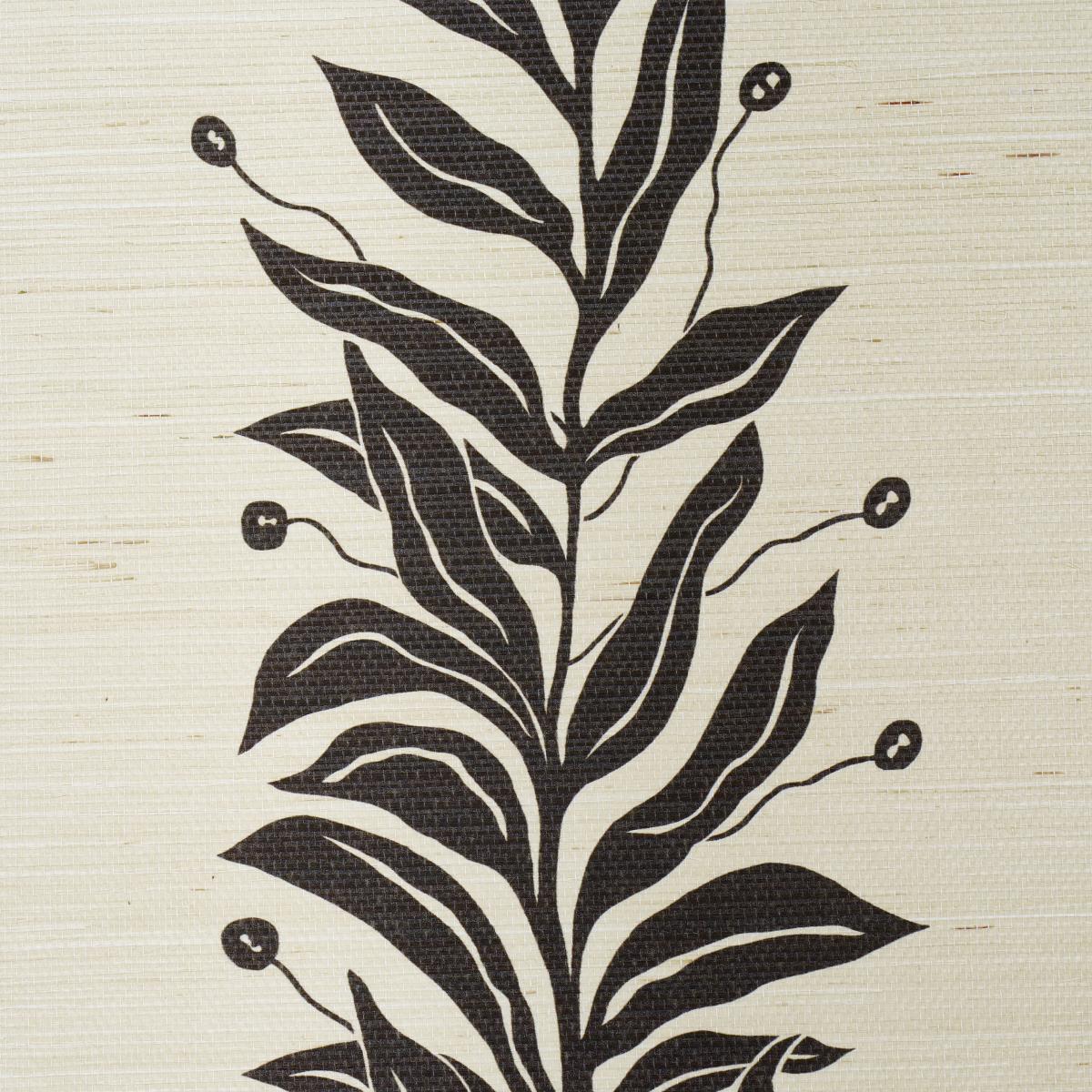 Schumacher Tendril Stripe Sisal Black & Cream Wallpaper