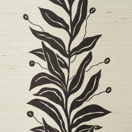 Schumacher Tendril Stripe Sisal Black & Cream Wallpaper