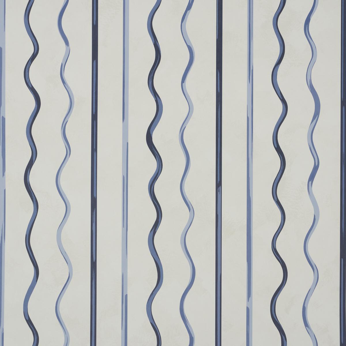 Schumacher Backdrop X Schumacher Affogato Cornflower & Deep Navy Wallpaper