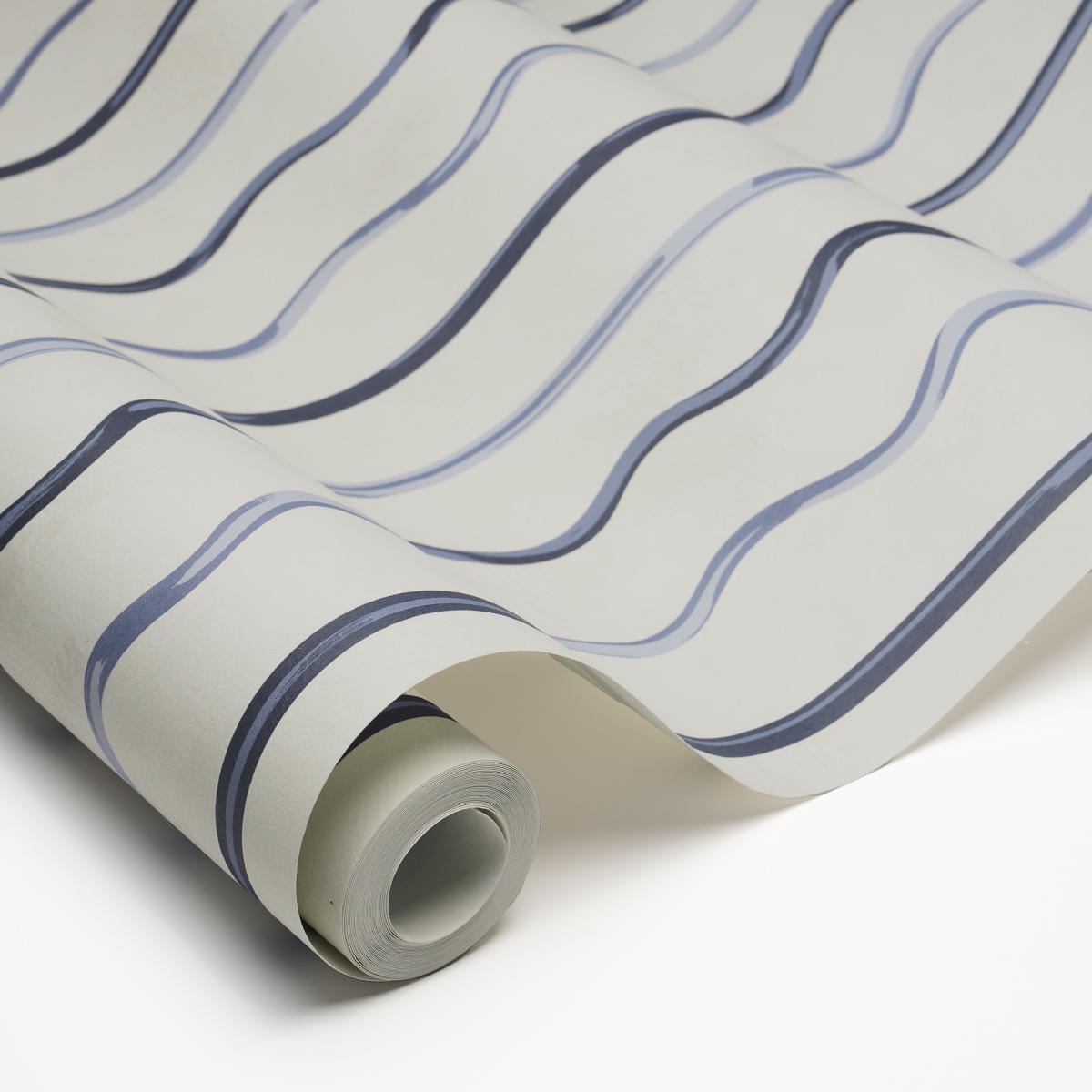 Schumacher Backdrop X Schumacher Affogato Cornflower & Deep Navy Wallpaper