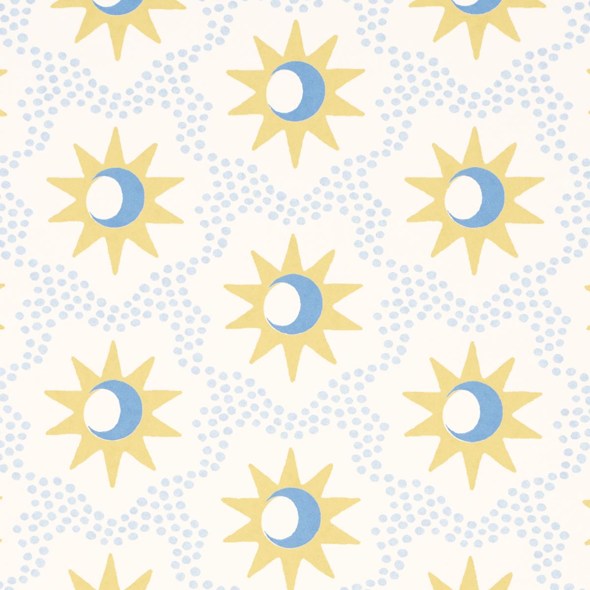 Schumacher Lucie Yellow & Sky Wallpaper