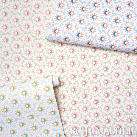 Schumacher Lucie Yellow & Sky Wallpaper