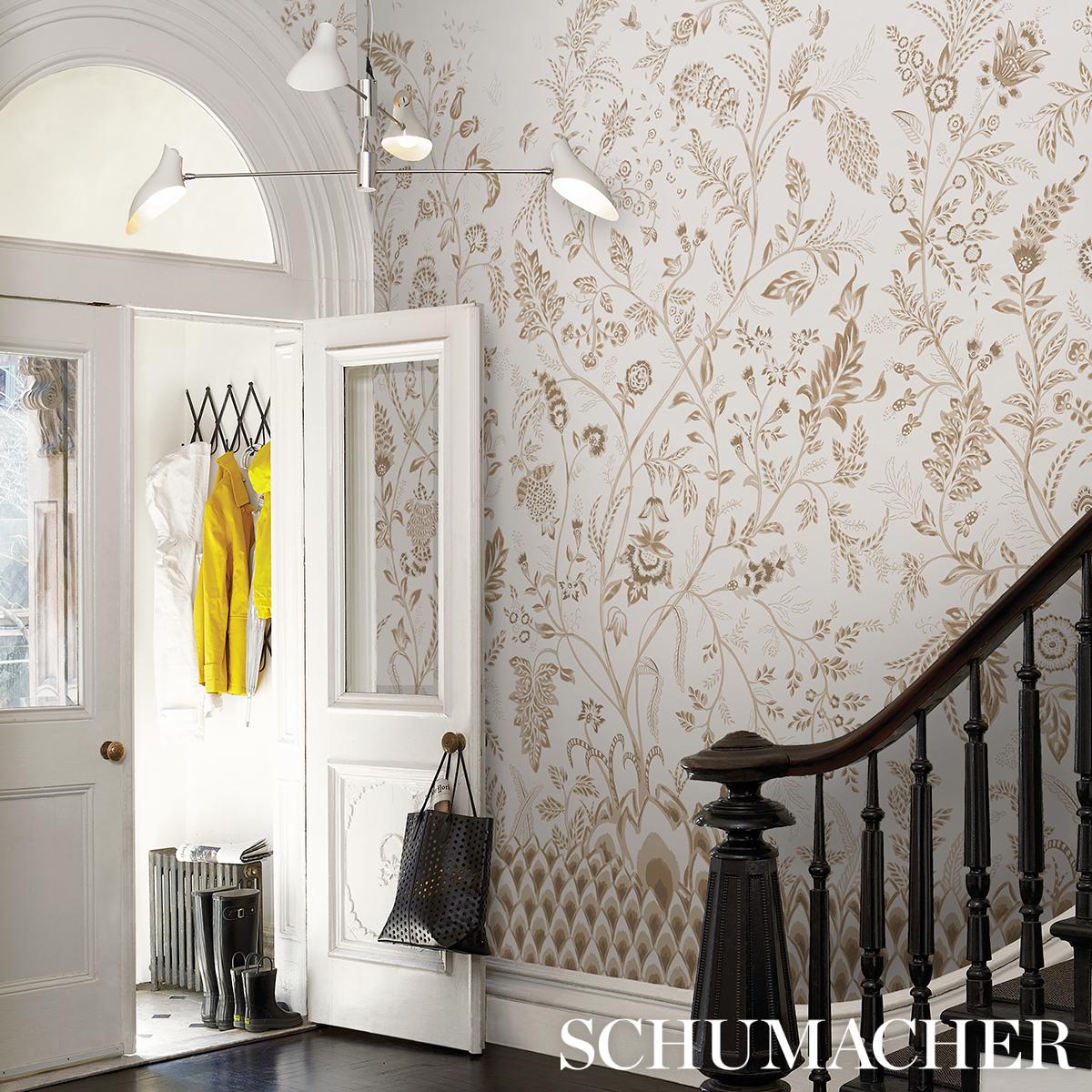 Schumacher Chinoiserie Grande Panel Set Neutral Wallpaper