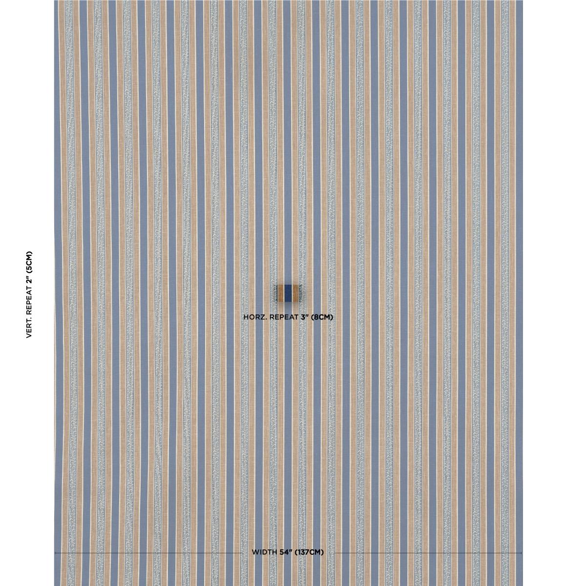 Schumacher Auguste Stripe Marine & Cognac Fabric