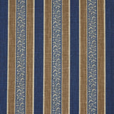 Schumacher Auguste Stripe Marine & Cognac Fabric