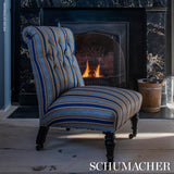 Schumacher Auguste Stripe Marine & Cognac Fabric