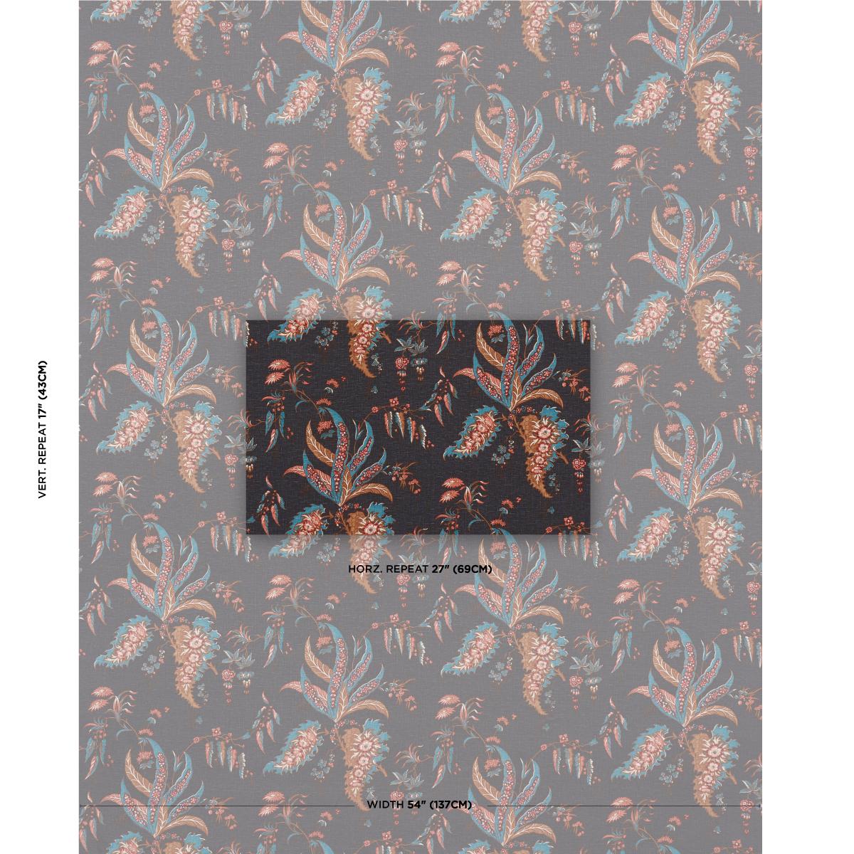 Schumacher Apolline Botanical Rouge & Noir Fabric