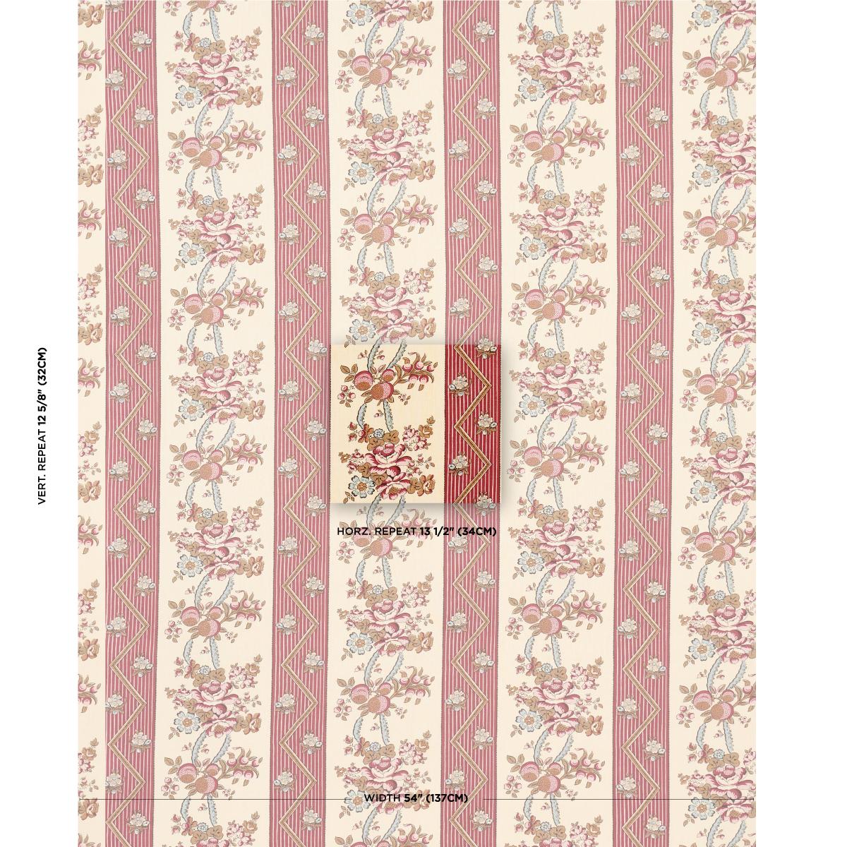 Schumacher Sylvain Floral Stripe Rouge Fabric
