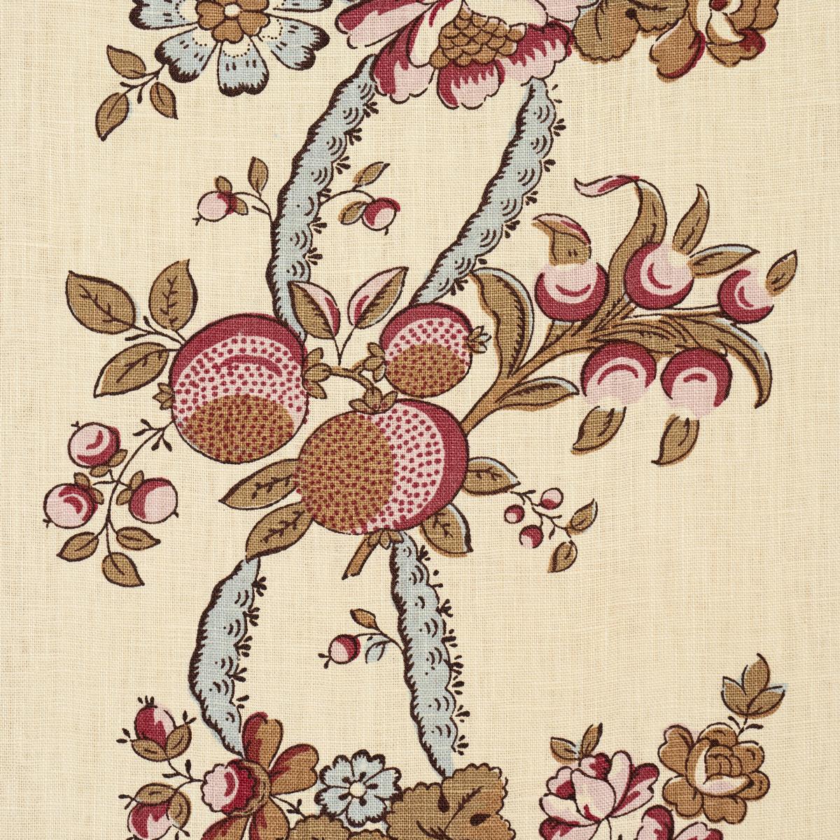 Schumacher Sylvain Floral Stripe Rouge Fabric