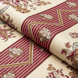 Schumacher Sylvain Floral Stripe Rouge Fabric