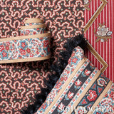 Schumacher Sylvain Floral Stripe Rouge Fabric