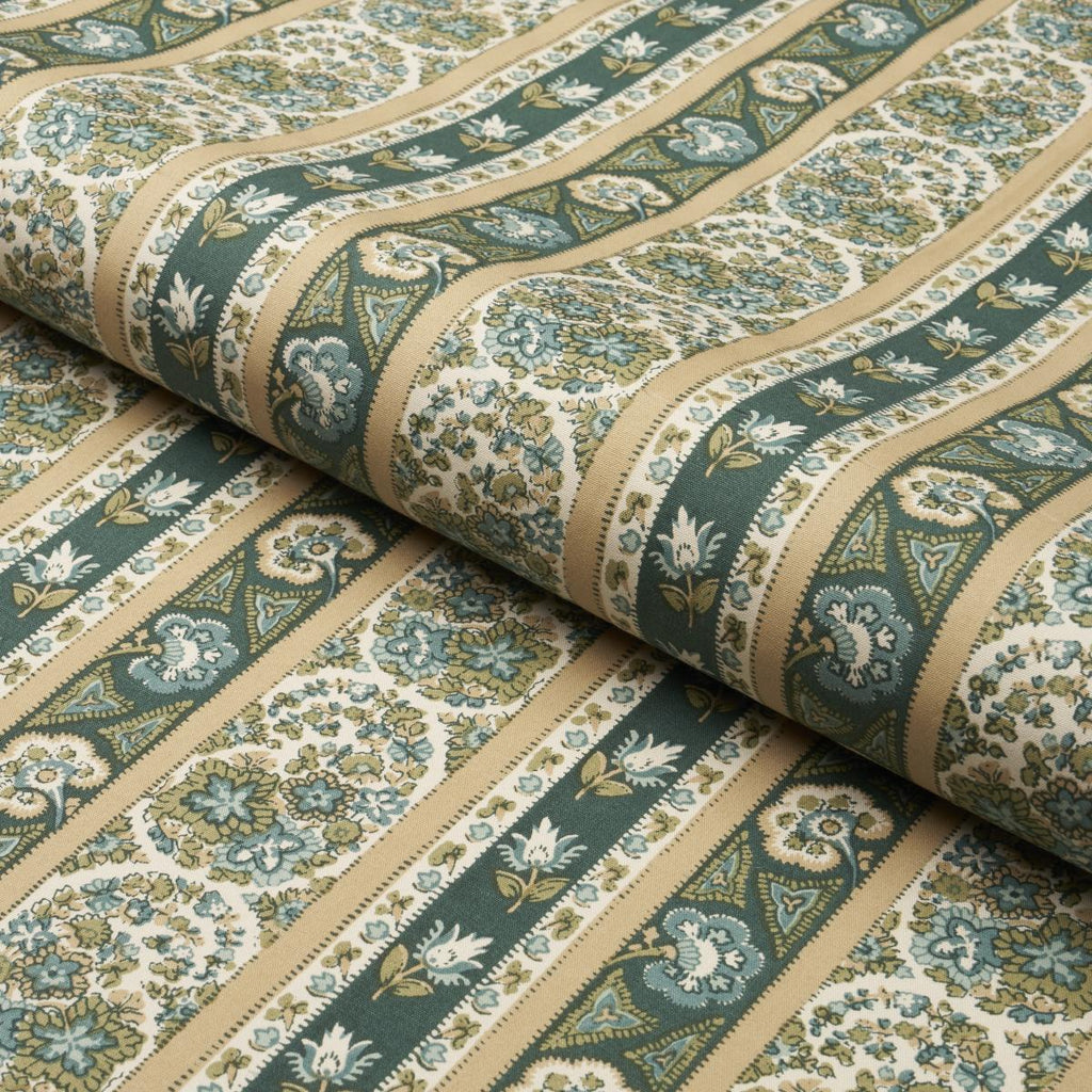 Schumacher Ines Paisley Mineral & Teal Fabric