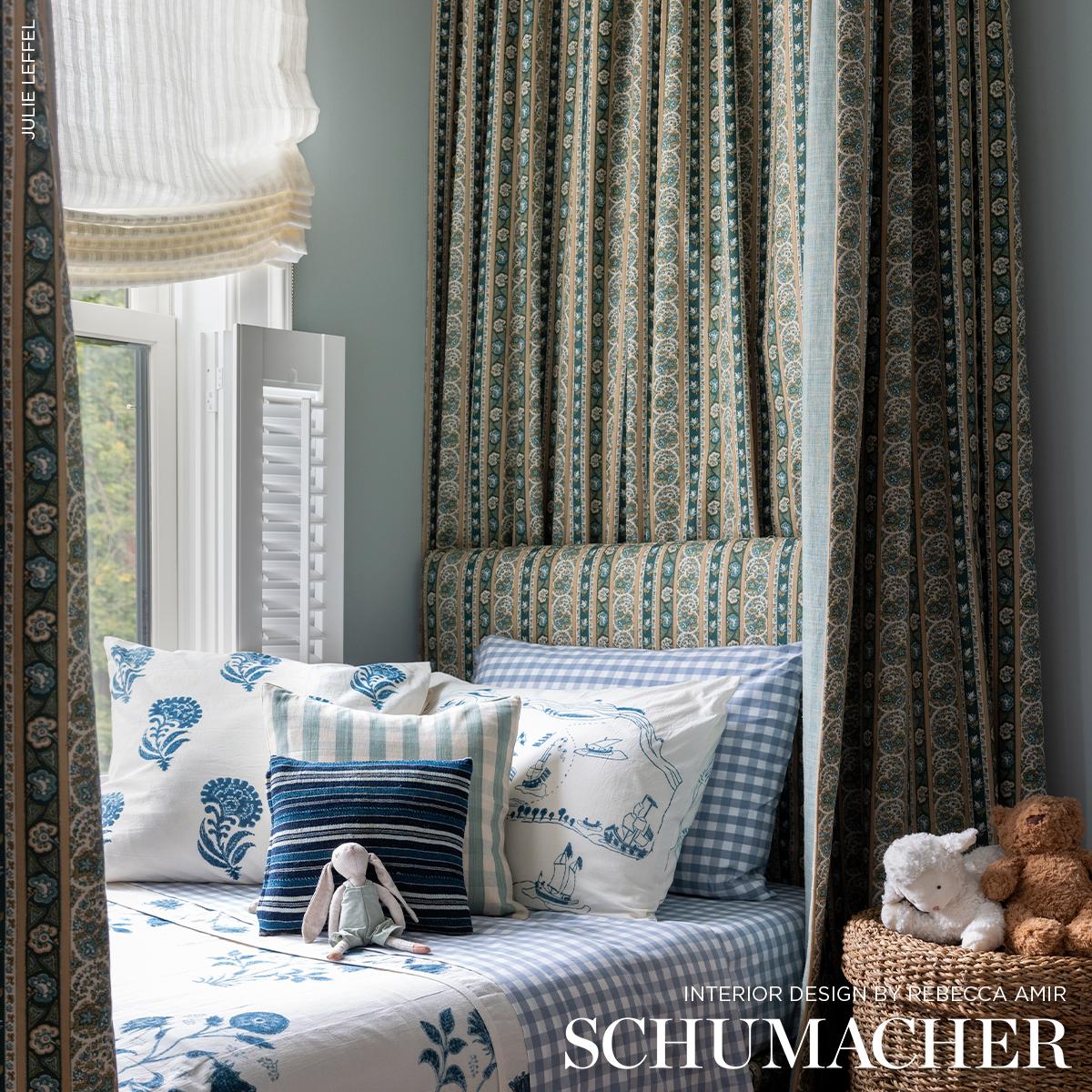 Schumacher Ines Paisley Mineral & Teal Fabric