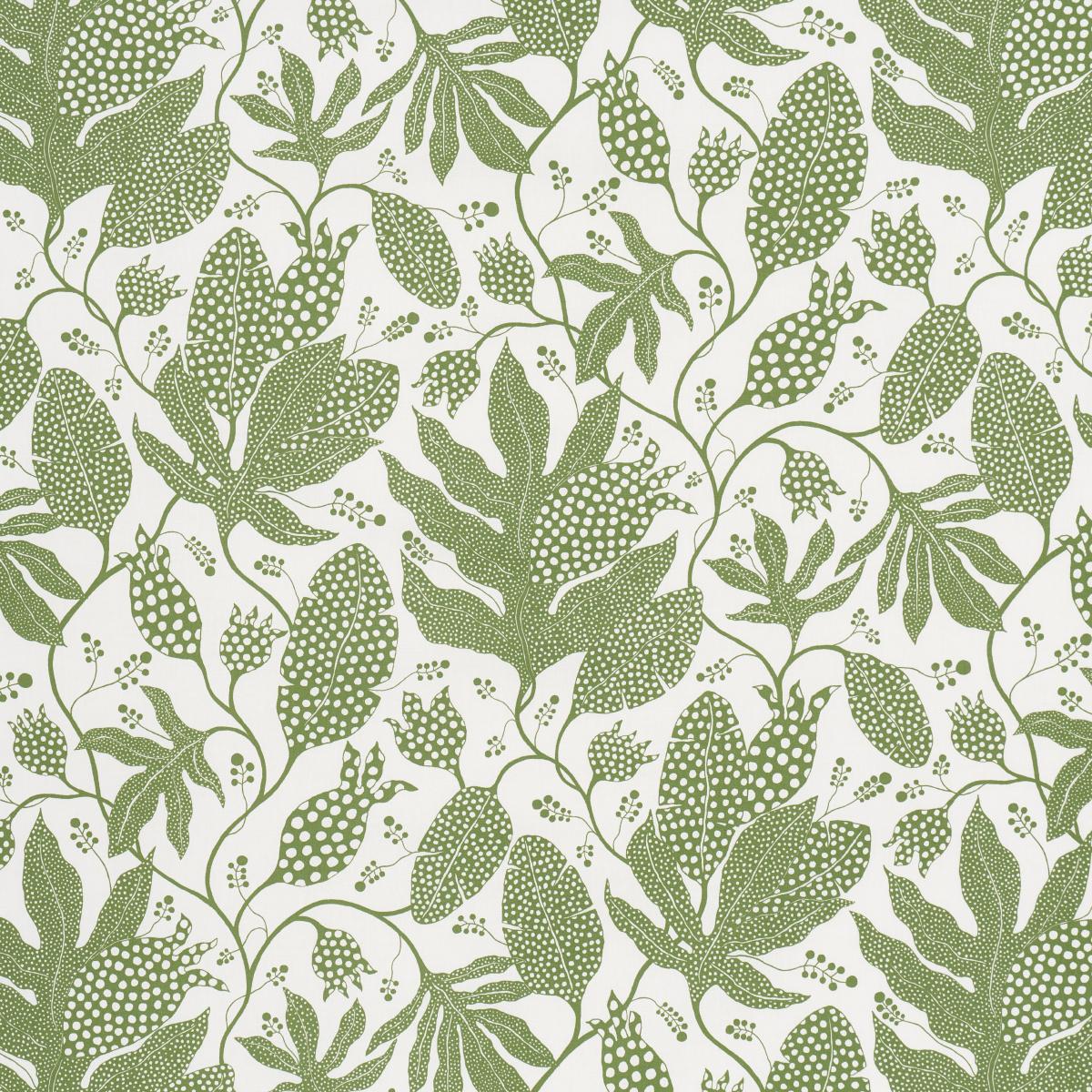 Schumacher Polka Dot Jungle Green & Ivory Fabric