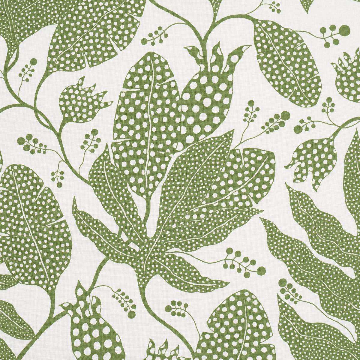 Schumacher Polka Dot Jungle Green & Ivory Fabric