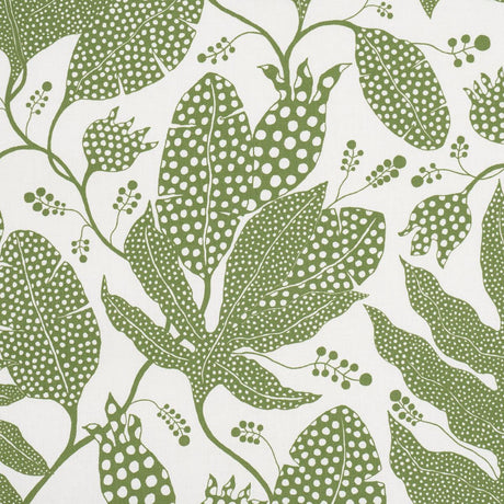 Schumacher Polka Dot Jungle Green & Ivory Fabric