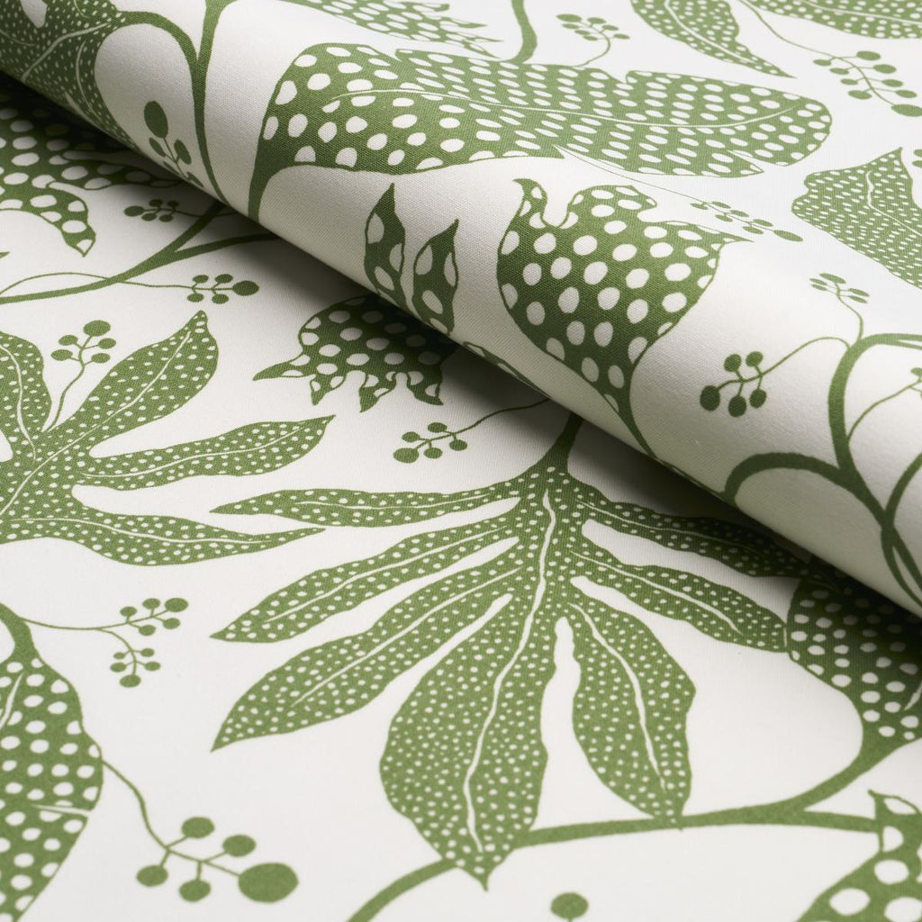 Schumacher Polka Dot Jungle Green & Ivory Fabric