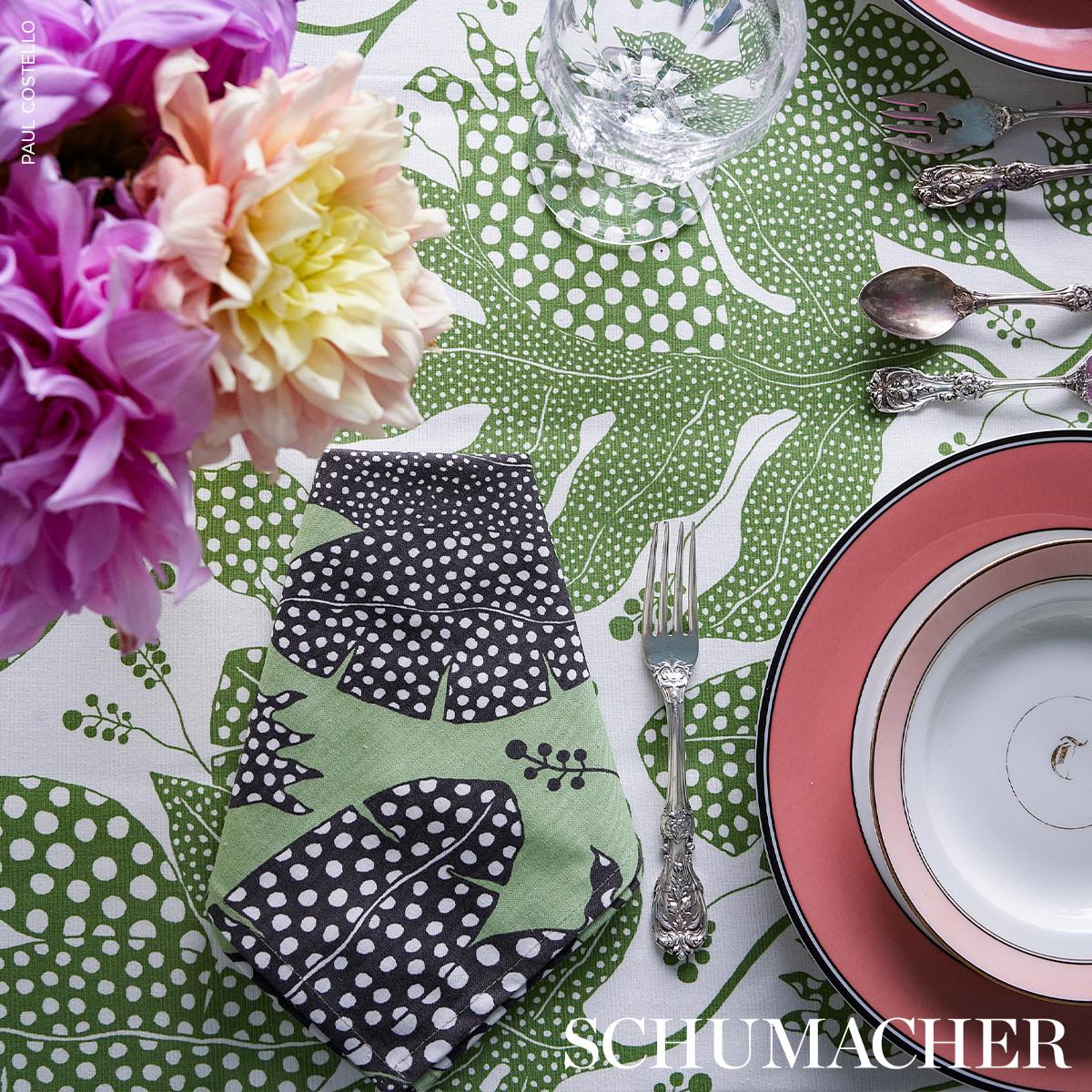 Schumacher Polka Dot Jungle Green & Ivory Fabric