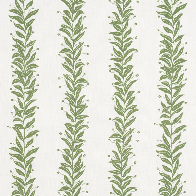 Schumacher Tendril Stripe Indoor/Outdoor Leaf Fabric