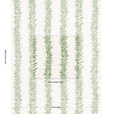 Schumacher Tendril Stripe Indoor/Outdoor Leaf Fabric