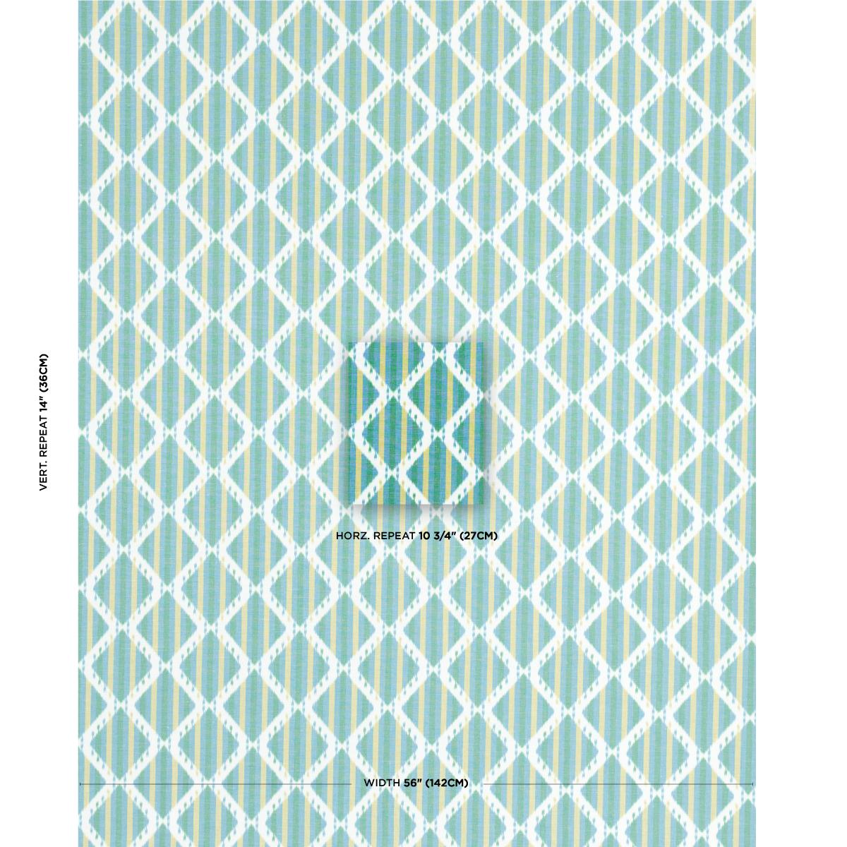 Schumacher Kai Striped Ikat Green Fabric
