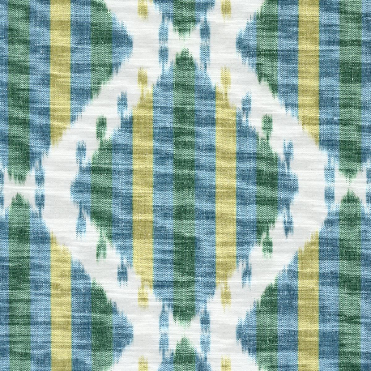 Schumacher Kai Striped Ikat Green Fabric