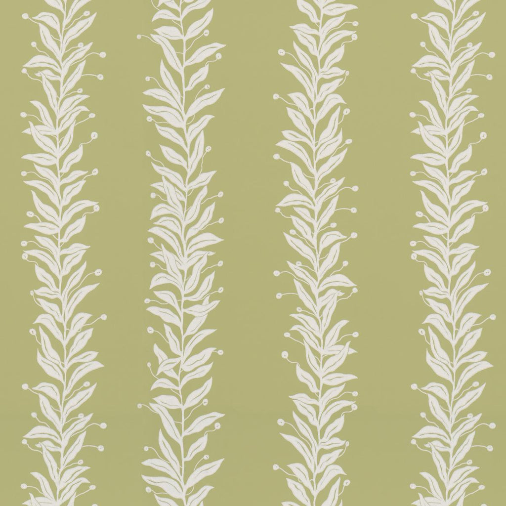 Schumacher Tendril Stripe Olive Wallpaper