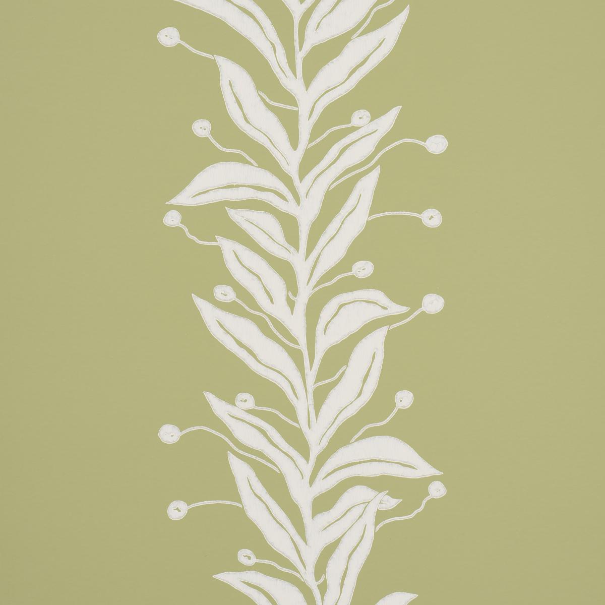 Schumacher Tendril Stripe Olive Wallpaper