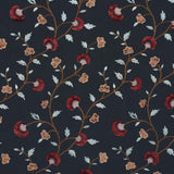 Schumacher Iyla Embroidery Midnight & Rouge Fabric