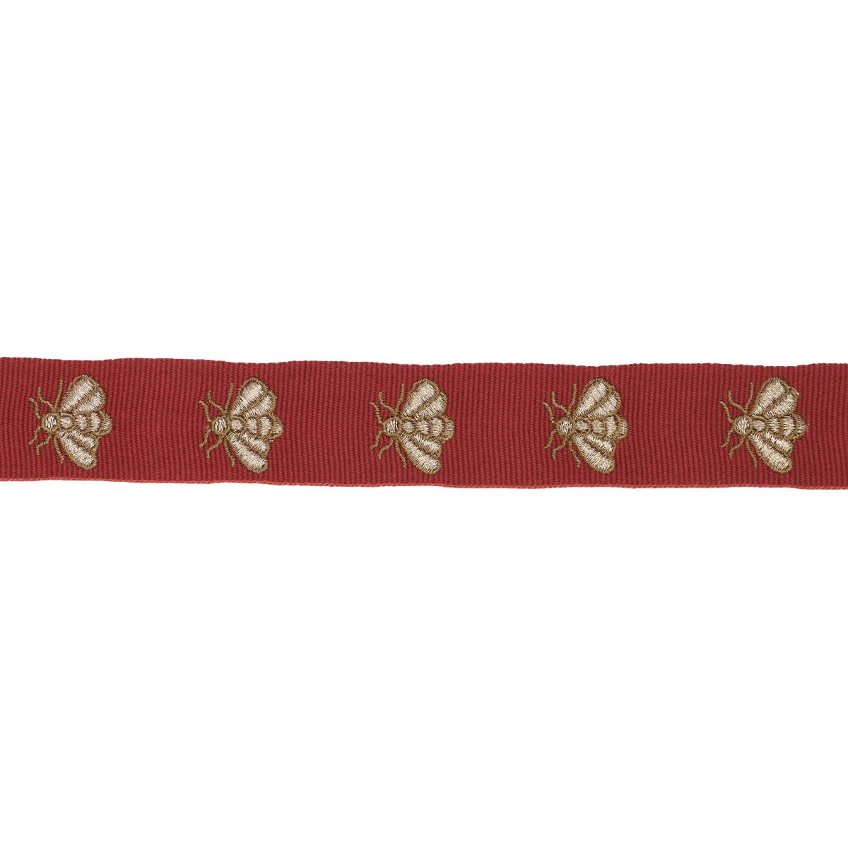 Schumacher Hubert'S Bees Tape Rouge & Gold Trim