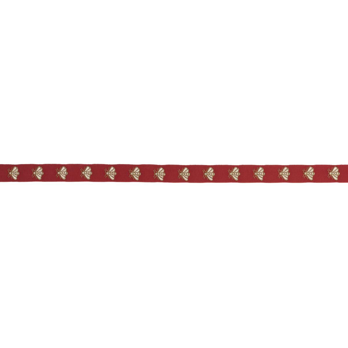 Schumacher Hubert'S Bees Tape Rouge & Gold Trim