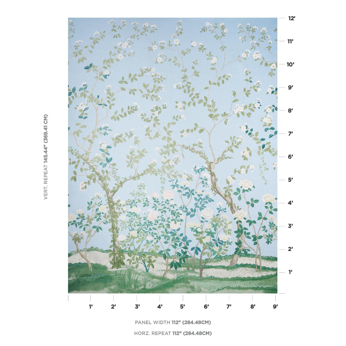 Schumacher Madame De Pompadour Panel Blue Fabric