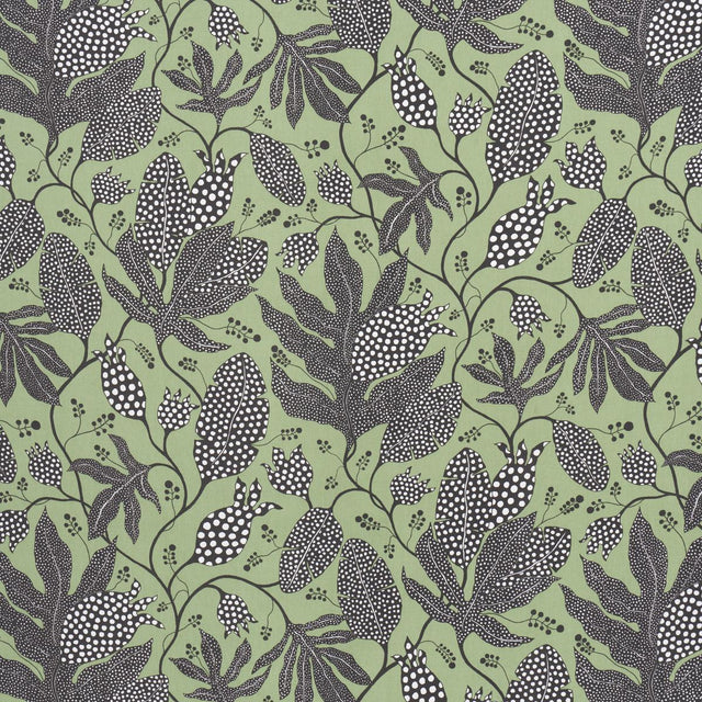Schumacher Polka Dot Jungle Black & Green Fabric