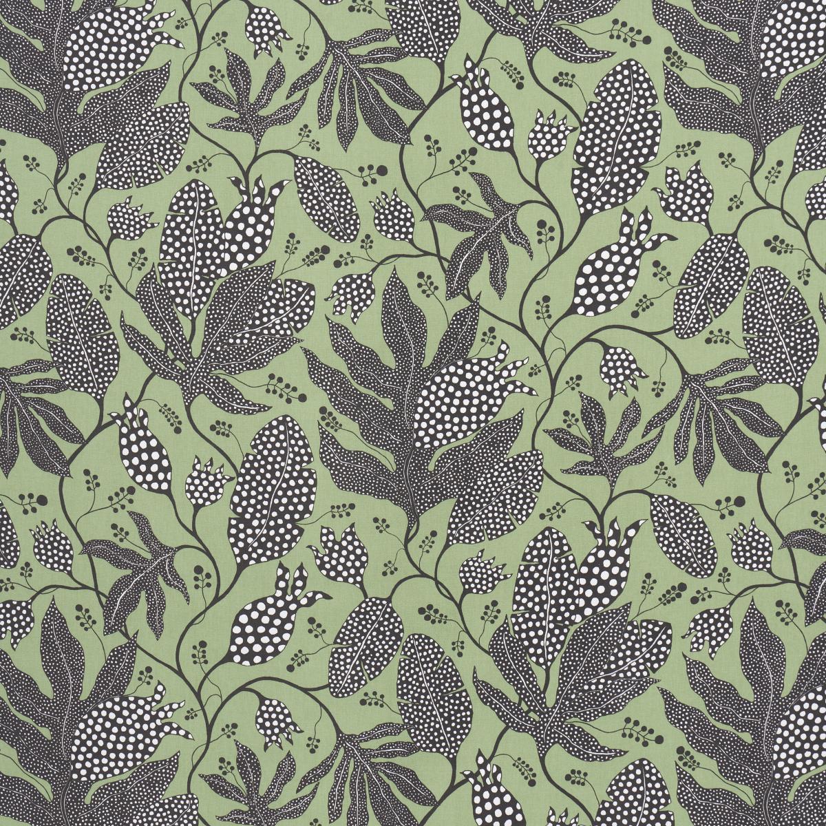 Schumacher Polka Dot Jungle Black & Green Fabric