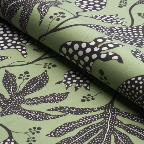 Schumacher Polka Dot Jungle Black & Green Fabric