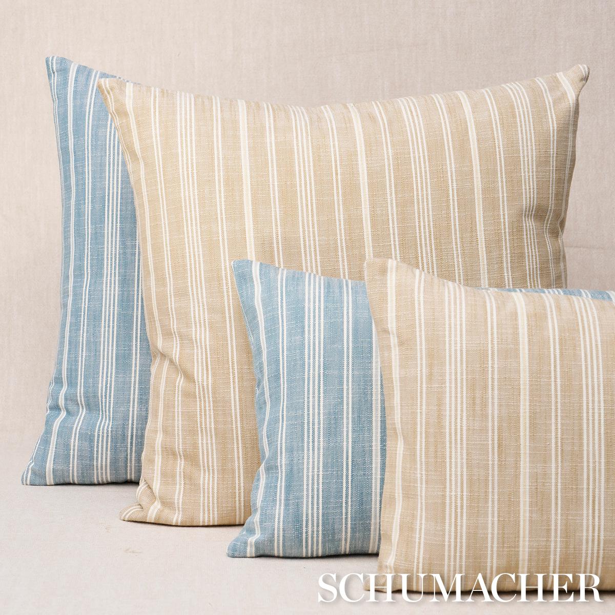 Schumacher Indigo 18" x 18" Lucy Stripe Pillow