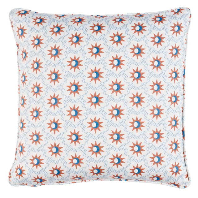 Schumacher Clay & Blue 18" x 18" Lucie Pillow