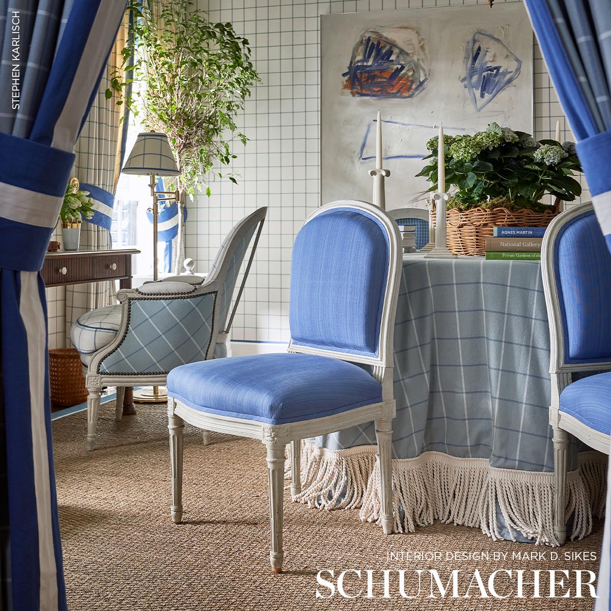 Schumacher Frannie Windowpane China Blue Fabric – DecoratorsBest