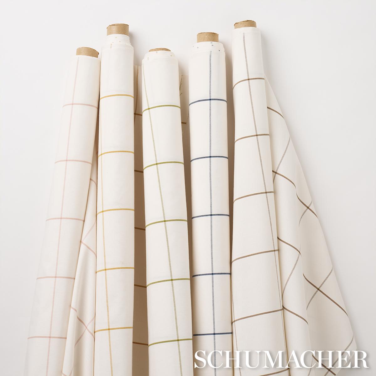 Schumacher Woodman Check Straw Fabric
